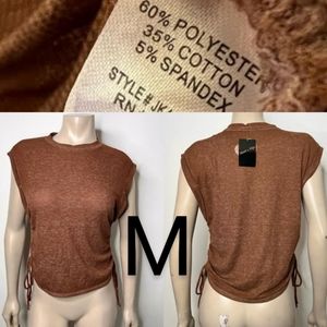 🆕Rust Brown Washed Thermal Knit Blouse~Size M